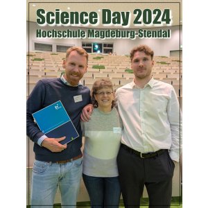 Science Day 2024. This time, the Young Researchers' Awards went to research assistant Lukas Folkens (left in the photo) and Alexander Marx (right in the photo) for his master's thesis in the Recycle-BIONET project. The head of the Engineering Ecology working group is Prof. Dr. Petra Schneider (centre in the photo). Photo: Melanie Ockert